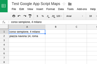 A test Google spreadsheet