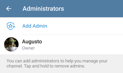 Edit the Telegram channel administrators