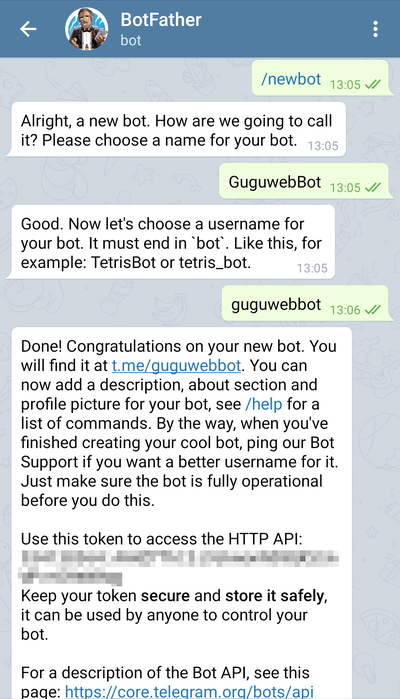 Create the Telegram bot