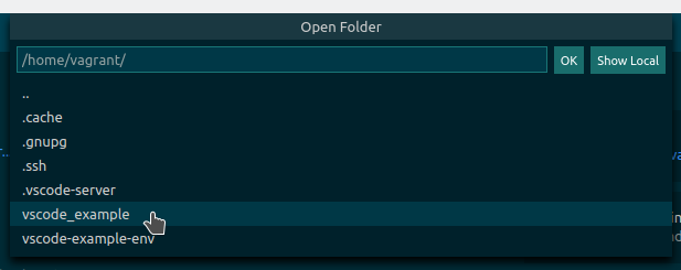 VS Code Open Folder menu