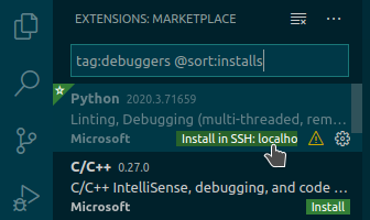 VS Code install Python remote extension