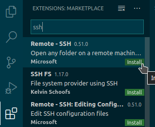 Install VS Code SSH extension