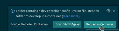 VS Code reopen in container
